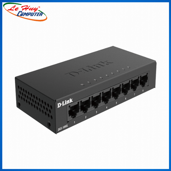 Bộ Chia Mạng Switch D-Link DGS-108GL 8 Cổng RJ45 10/100/1000Mbps Vỏ Kim Loại - Hàng Chính Hãng