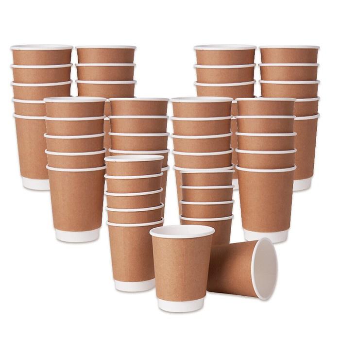 50 cốc giấy kraft 2 lớp đựng cafe nóng 12oz