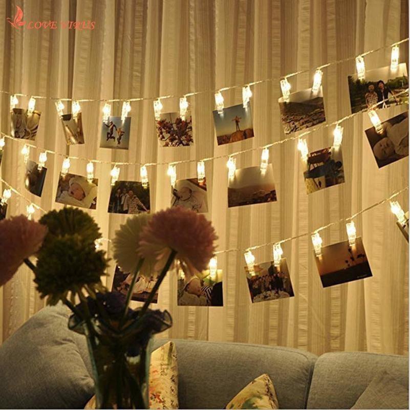 Dải 20 kẹp hình nguồn cắm USB dây đèn led trang trí ảnh cưới, tiệc giáng sinh, sinh nhật, noel