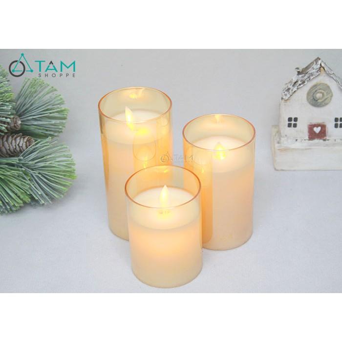 Ly nến trụ điện tử sáp thật ngọn lửa lắc nhiều cỡ NEN-DT-03