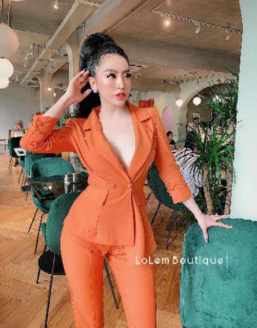 Sét vest nút bọc tay dài quần tây
