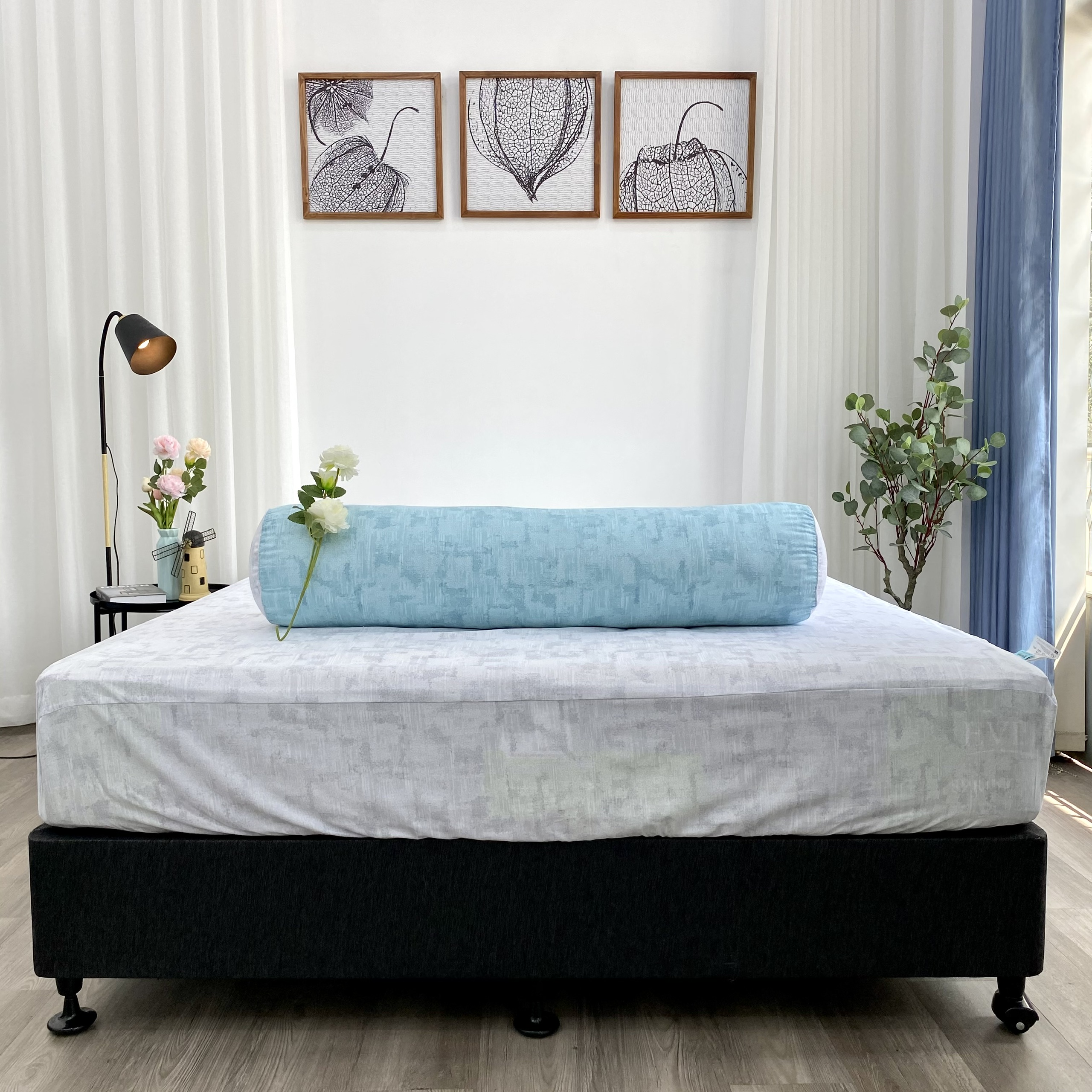 Bộ ga giường  KBedding by Everon KMTP 114 Microtencel Xám phối xanh (4 món)