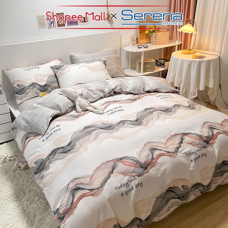 Chăn Ga Gối Nệm 5 Món Cotton Living SERENA Chính Hãng Bộ Ra Grap Gối Đệm Nệm Trải Phủ Bọc Giường Trần Bông Cao Cấp Full