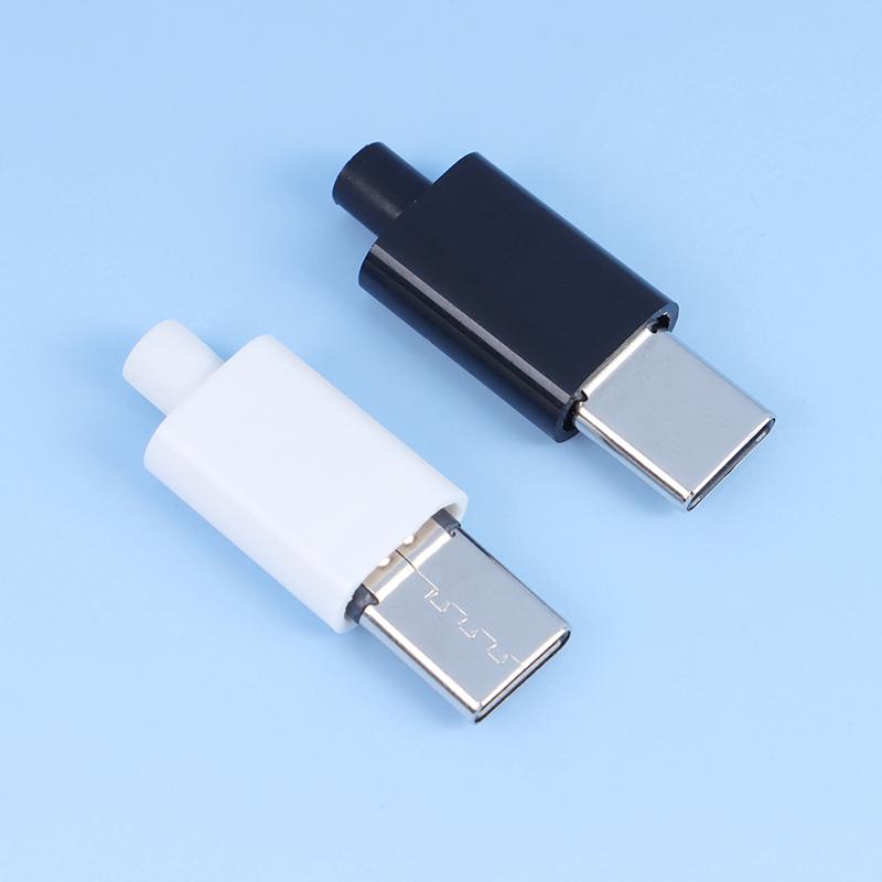 Giắc kết nối Type-C Mirco USB 3.1 Conector Đuôi Nam Cắm Thiết Bị Đầu Cuối Điện 4 Pin Tipo C Bộ Chuyển Đổi OTG De Carga Set Điện Màu: trắng