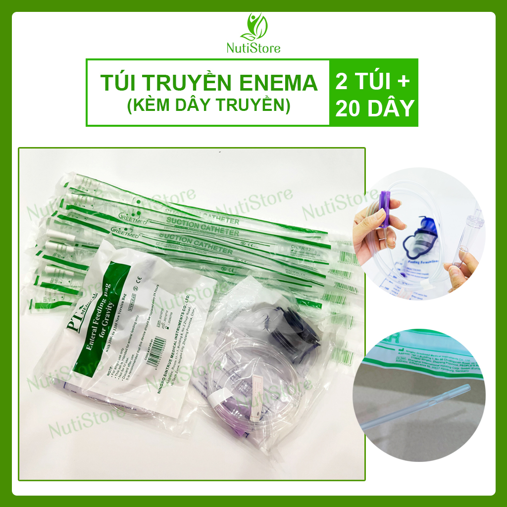 Bộ dụng cụ thải độc đại tràng enema (Combo 2 túi truyền+ 20 dây truyền) - Coffee enema