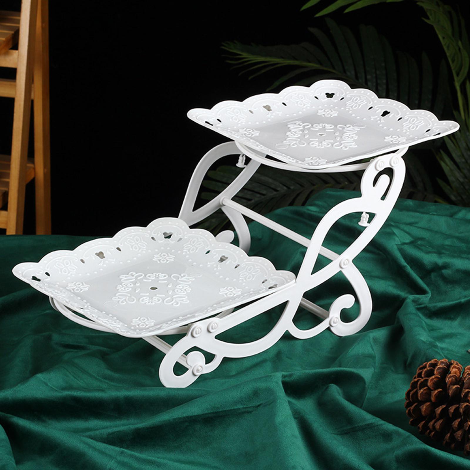 2 Tiers Cake Stand Snack Display Tray Dessert Tray for Dessert Afternoon Tea
