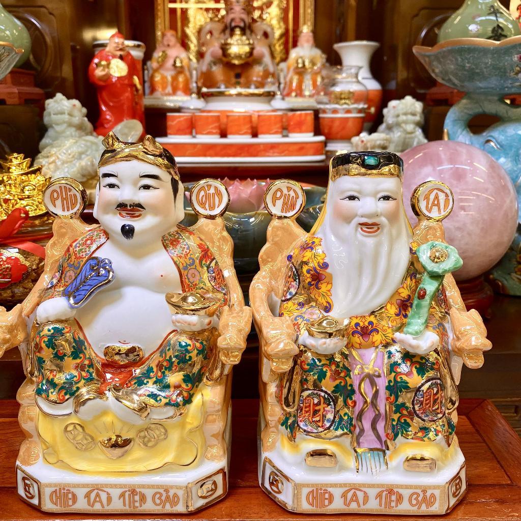 Tượng thần tài, thổ địa gấm đỏ RỒNG VIỆT, tượng thần phát gốm sứ cao cấp