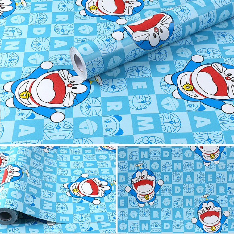 Cuộn 5m Decal Giấy Dán Tường DOREMON CHỮ SỐ