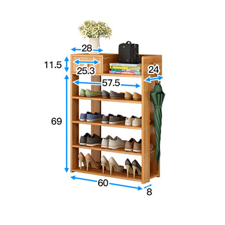 Tủ giầy khung gỗ 5 tầng tiện dụng  Màu ngẫu nhiên