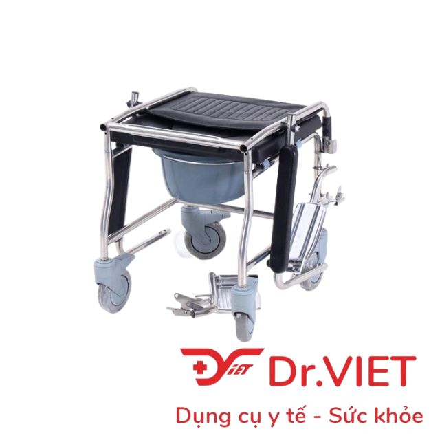 Ghế bô có bánh xe mặt nệm. Khung thép mạ Chrome bạc. Bô vuông. Có gác chân. GX-900