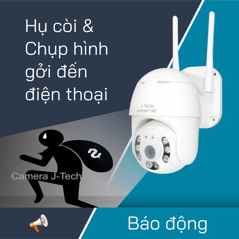 Hàng chính hãng - Camera Wifi J-Tech Ultra HD 4MP Xoay 360 độ, Led thông minh full màu ban đêm, theo dõi chuyển động, đàm thoại 2 chiều – Lắp ngoài trời