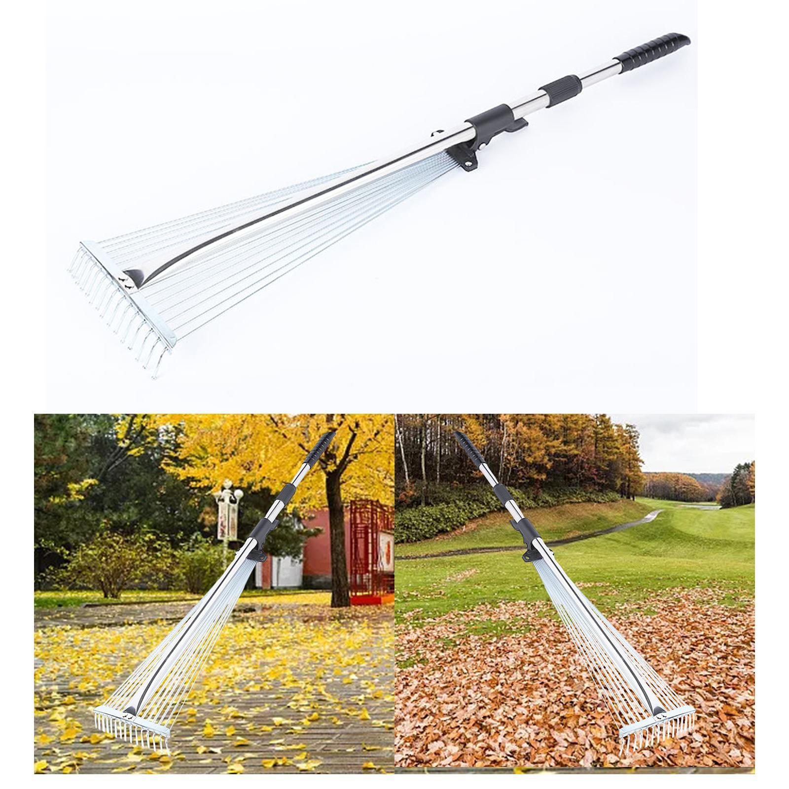 Scalable Garden Rake Gardening Tool Rake Cleaning Leaves Sticks and Debris Telescoping Handle Telescopic Leaf Rake for Lawn Grass Removal