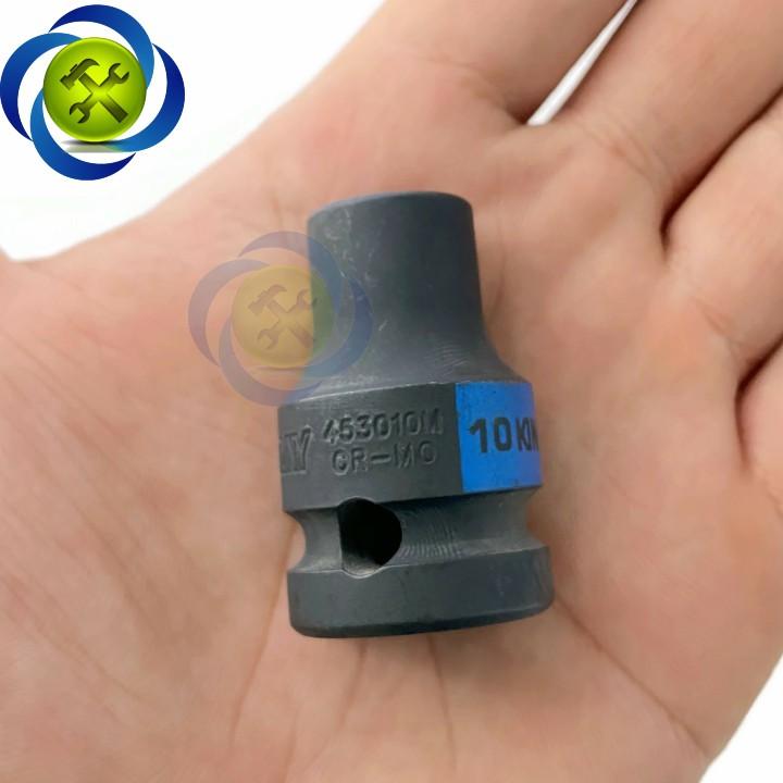 Tuýp 10mm 1/2 Kingtony 453010M loại ngắn 12 cạnh màu đen