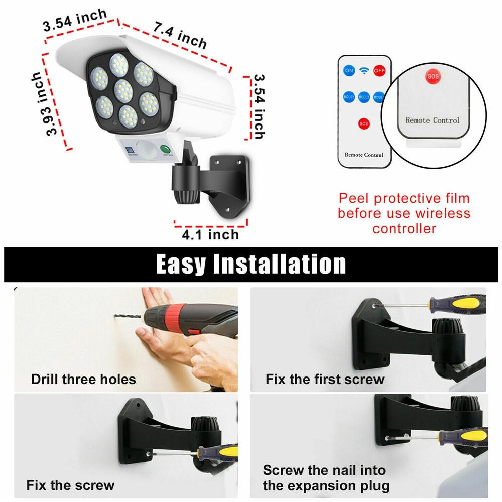 Đèn LED 77 Bóng 77 Bóng Cảm Biến Chuyển Động Sử Dụng Năng Lượng Mặt Trời Chống Thấm Nước IP65 Không Dây Cảm Biến Chuyển Động Ngoài Trời Kèm Phụ Kiện