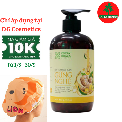 SỮA TẮM THẢO DƯỢC GỪNG NGHỆ - DƯỠNG TRẮNG, MỜ THÂM, NGĂN NGỪA MỤN VÀ HẠN CHẾ VIÊM TẮC LỖ CHÂN LÔNG CHAI LỚN 450G, TẶNG MŨ TRÙM TÓC