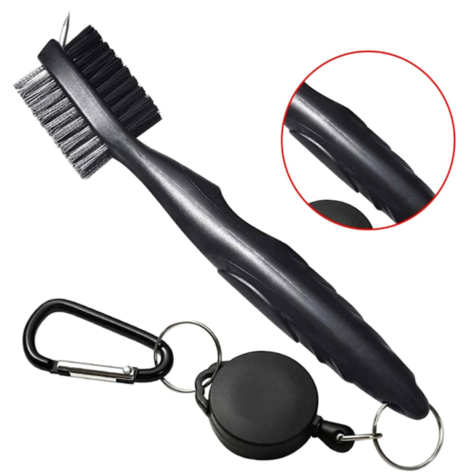 Bàn Chải Gậy Golf 2 Mặt Dụng Cụ Vệ Sinh Rãnh Gậy, Móc Đa Năng Nhôm Có Thể Thu Vào
