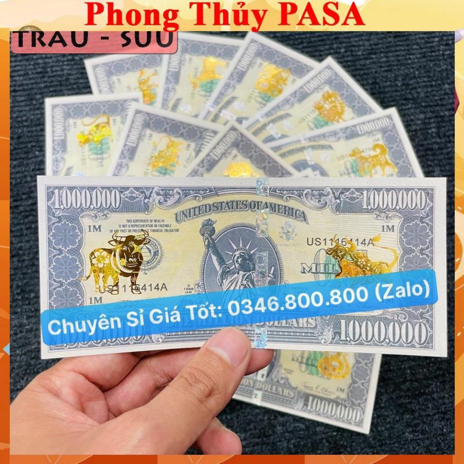 Tờ tiền 1 triệu đô Mỹ 12 con giáp mạ vàng, có bảo an phát quang, tặng bao lì xì