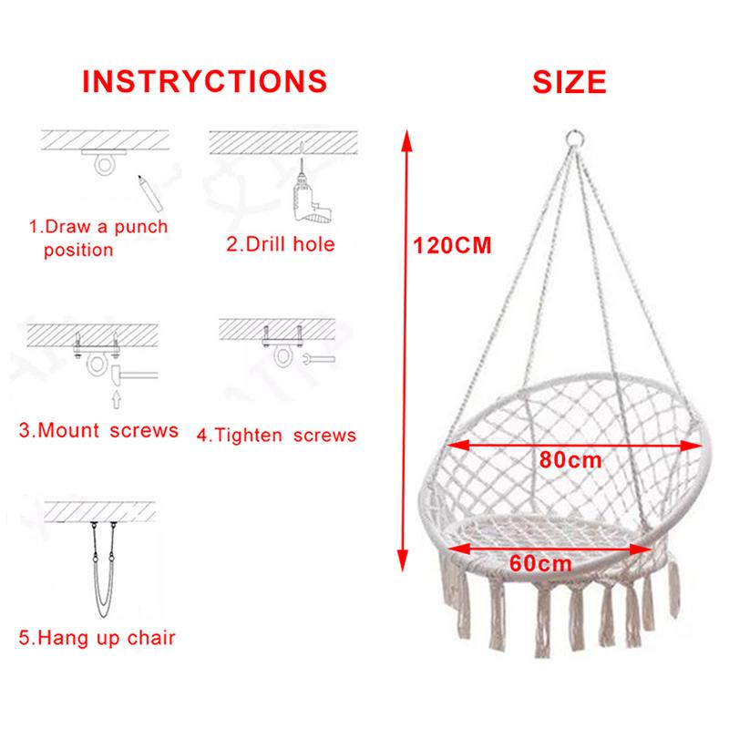 Bắc Âu Tay Dệt Kim Tròn Treo Võng Ngoài Trời Trong Nhà Ký Túc Xá Phòng Ngủ Cho Bé Trẻ Em Treo Ghế Trẻ Em Xoay Trang Trí Nhà