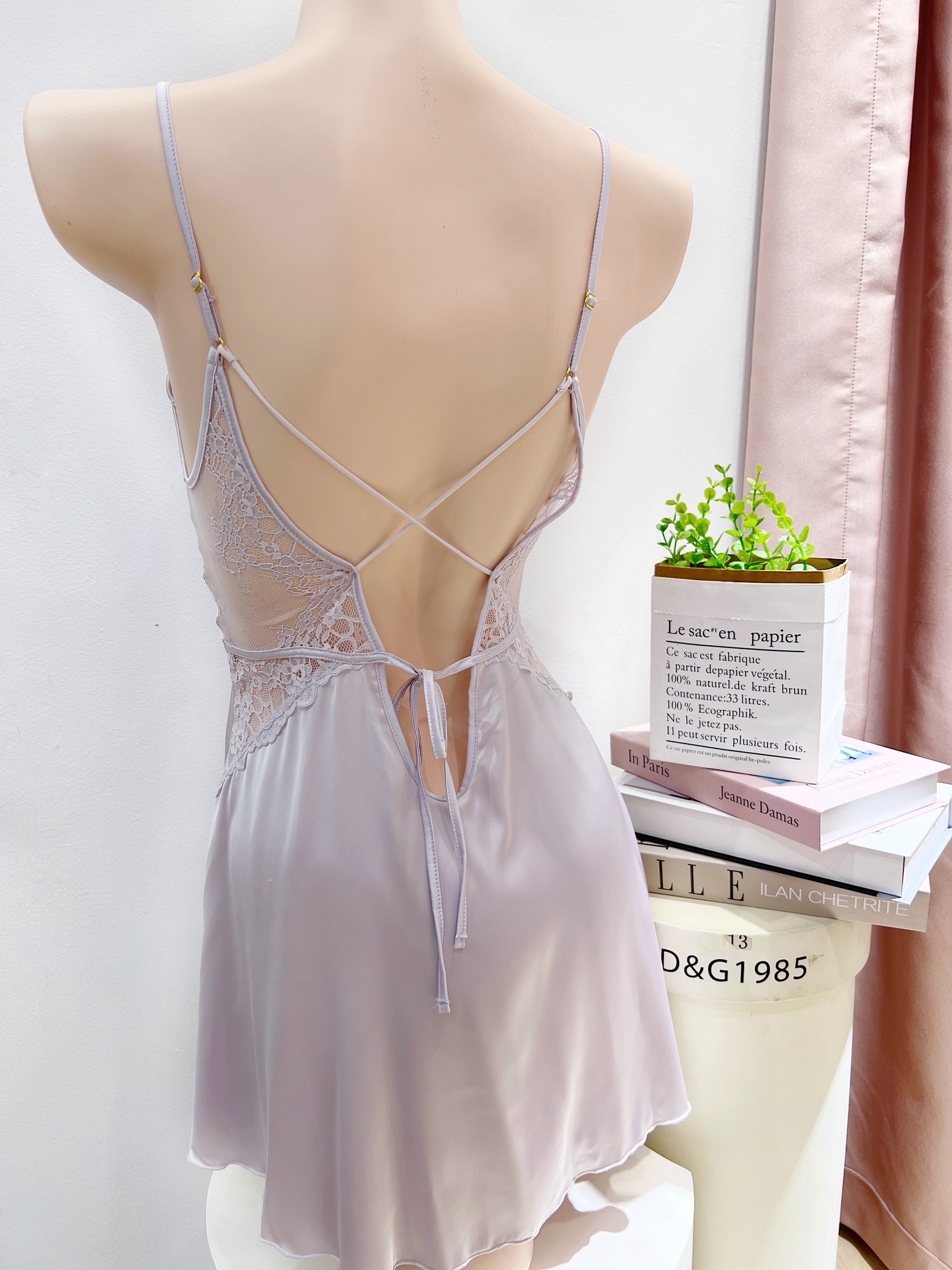 Váy Ngủ Trơn Đan Dây (Không kèm áo choàng) - B.Lingerie
