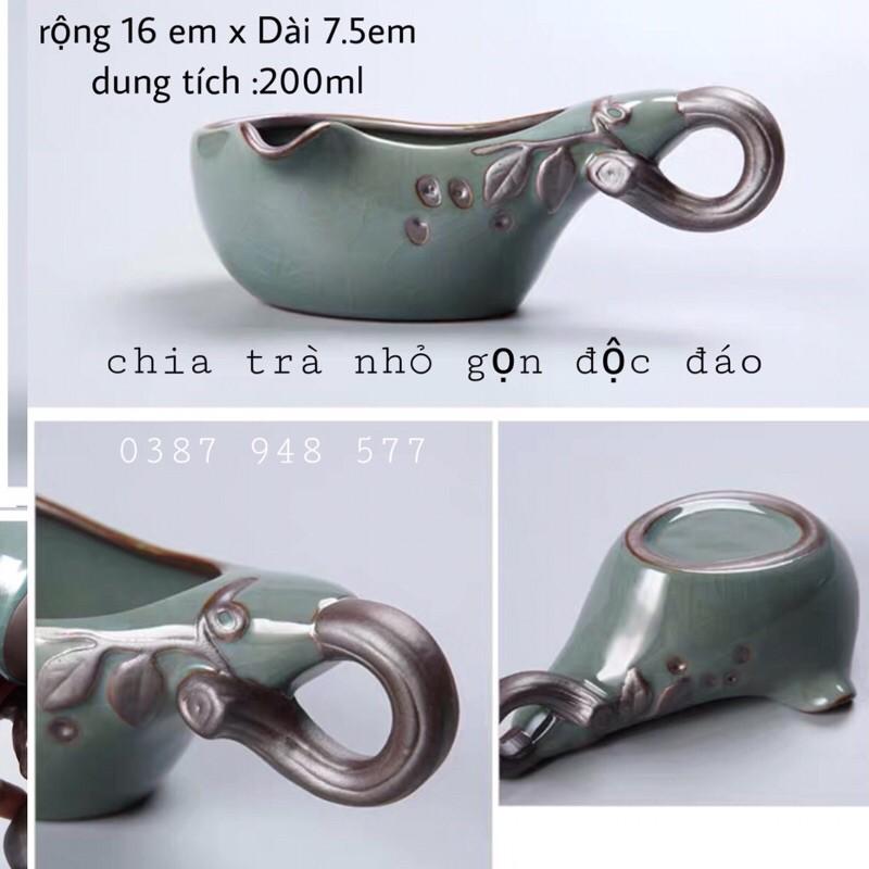 Bộ ấm chén pha trà đẹp cối xayTử sa gốm sứ cao cấp, 18 chi tiết chú tiểu màu xanh-M04