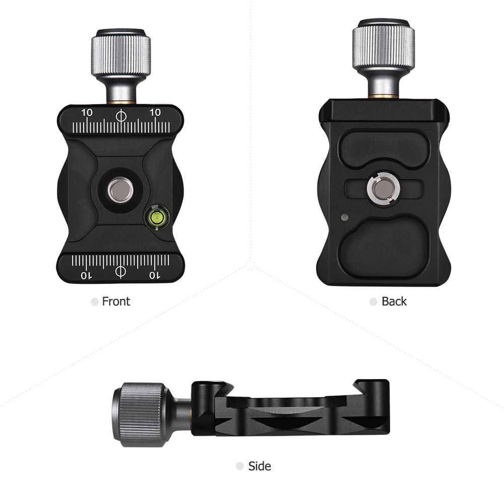 Aluminium Alloy Quick Release Clamp with 1/4 & 3/8 Inch Screw Mount Bubble Level for Ballhead Tripods Camera Accessories