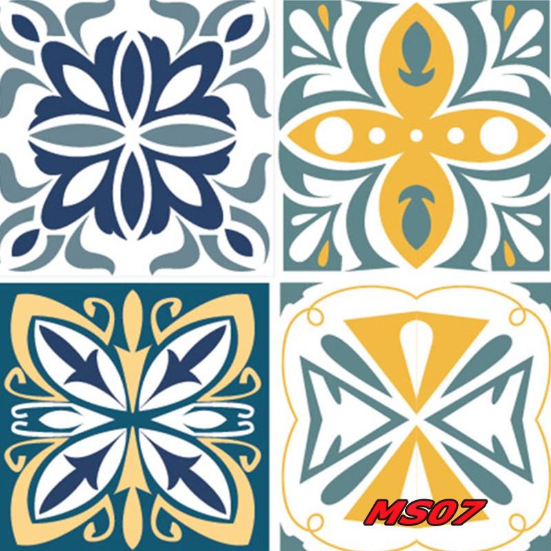DECAL GẠCH BÔNG CỔ 20X20CM, SET 36 Ô CÓ SẴN
