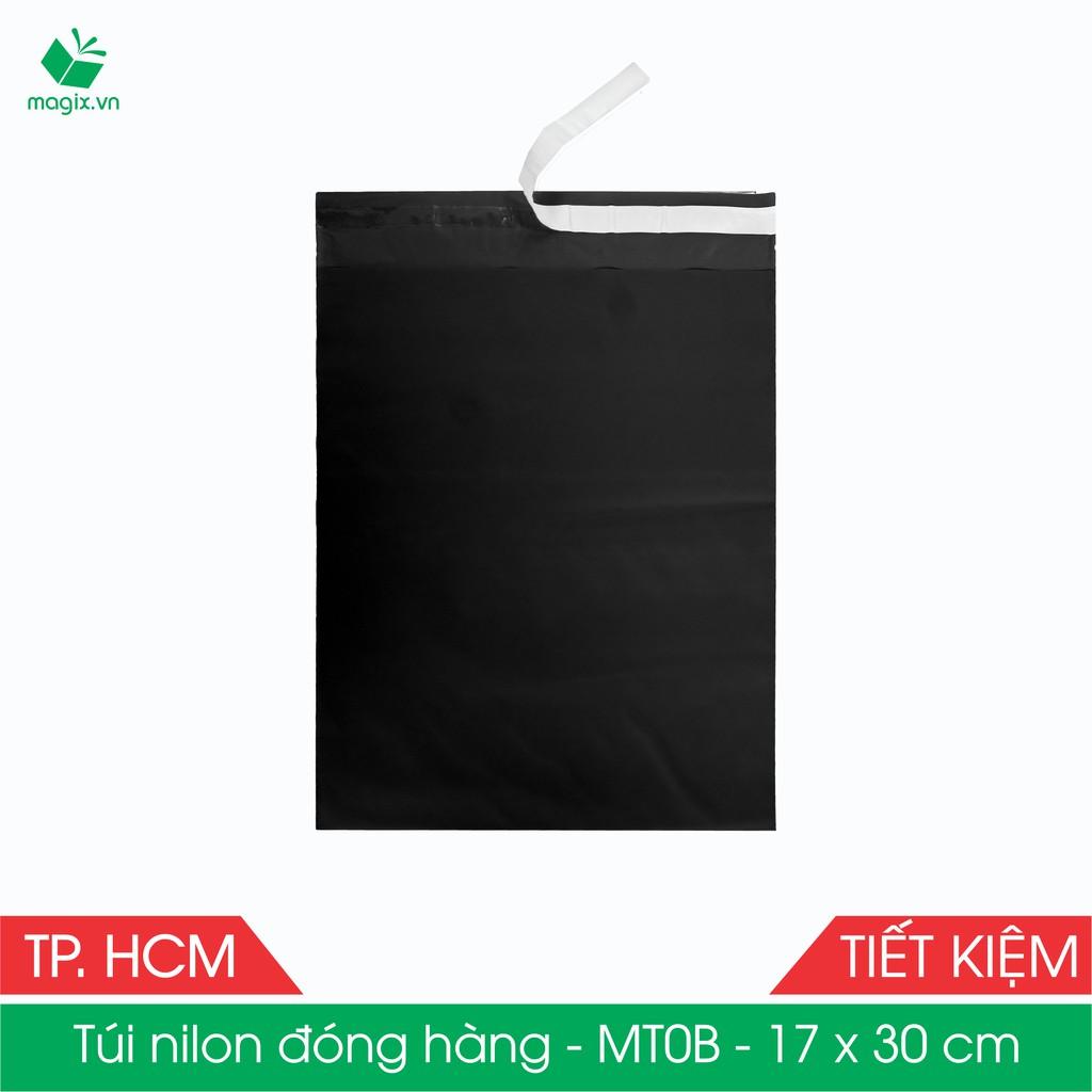 MT0B - 17x30 cm - Túi nilon TIẾT KIỆM gói hàng - 300 túi niêm phong đóng hàng màu ĐEN