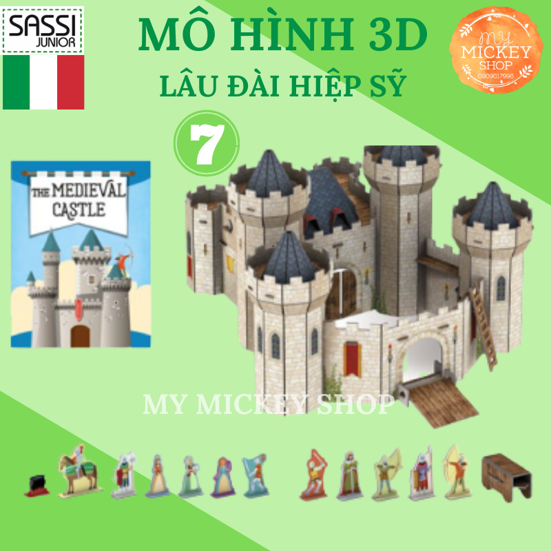 Đồ chơi mô hình 3D chính hãng Sassi Mẫu Lâu Đài Hiệp Sỹ - Medieval Castle dành cho bé từ 7 8 9 10 tuổi