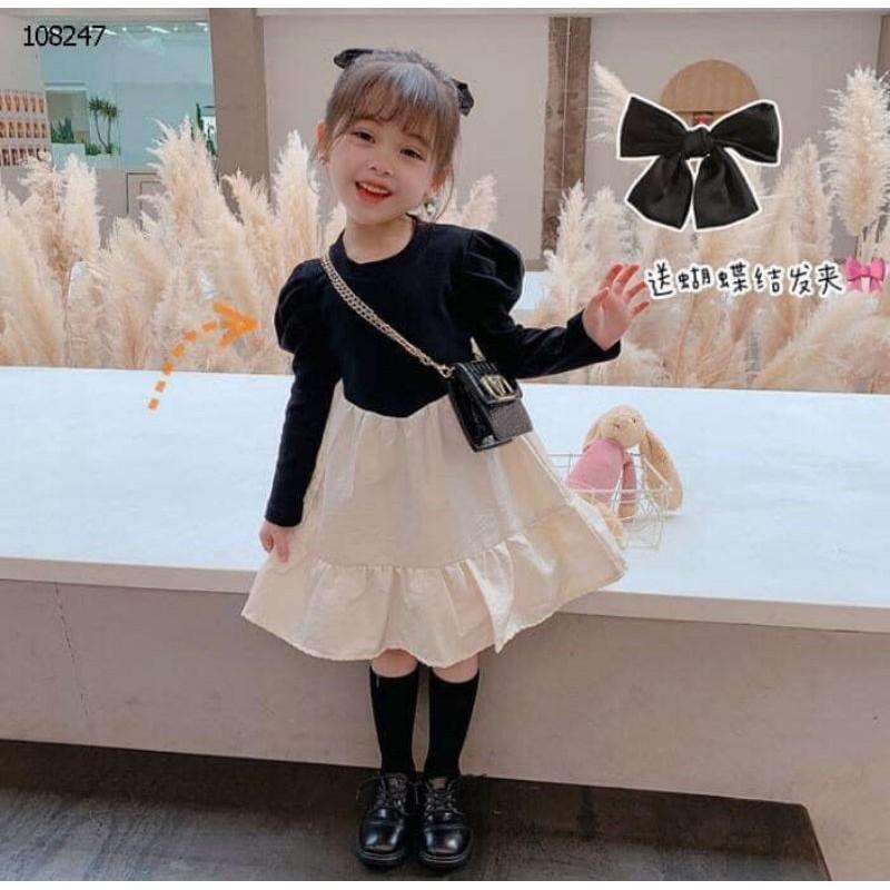 Váy thu tay bồng bé gái mẫu mới