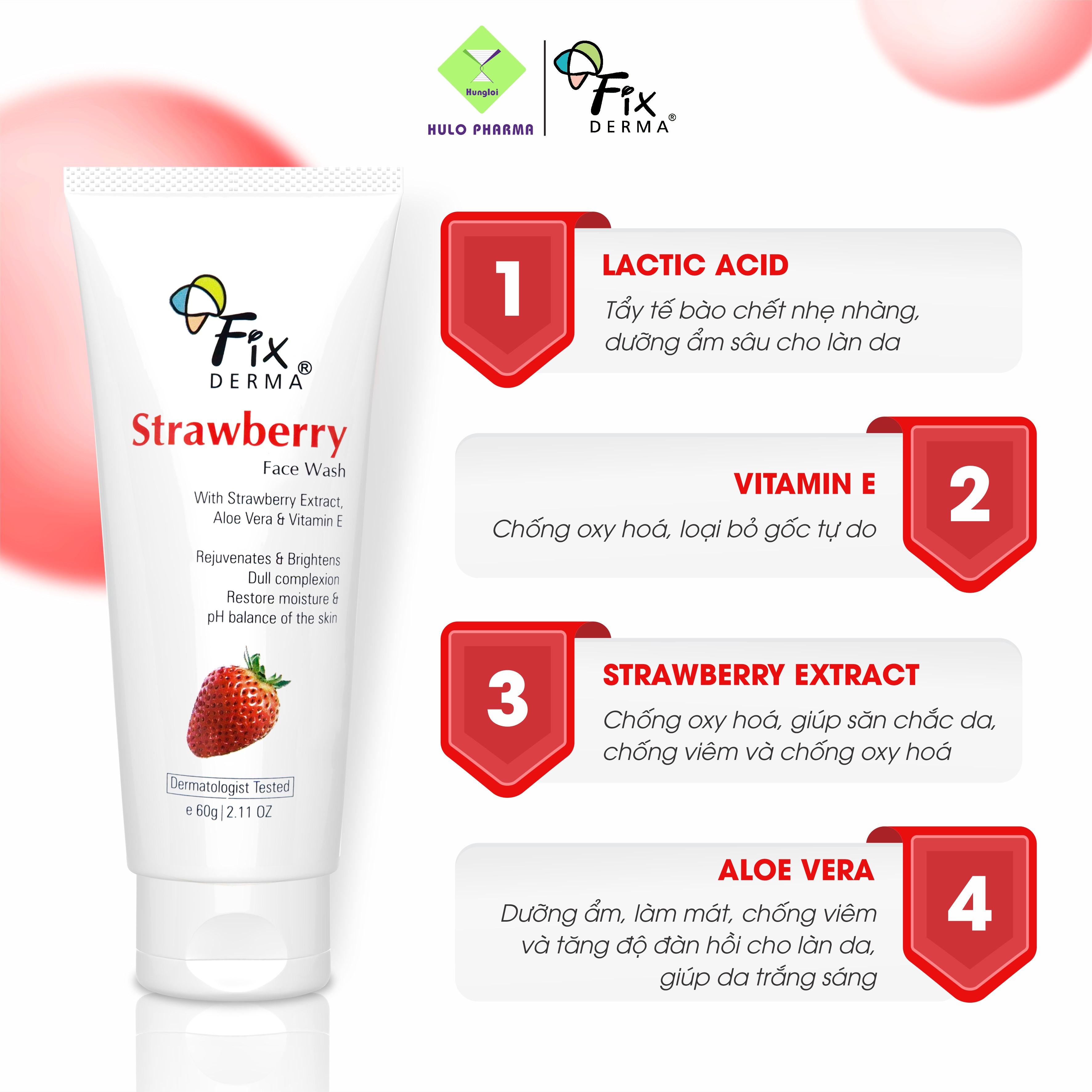Sữa rửa mặt Fixderma Strawberry Face Wash (60g)