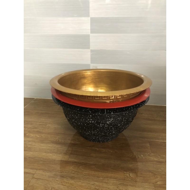 Chậu nhựa tròn t48 vàng đồng