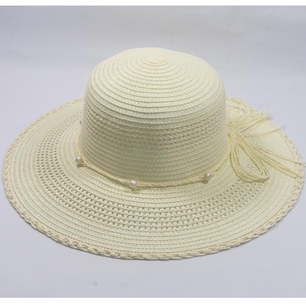 Nón Cói vành rộng 10cm, vòng đầu53-58,59cm - chất liệu cói thắt nơ hoạ tiết ngọc xung quanh thích hợp cho chị em phụ nữ