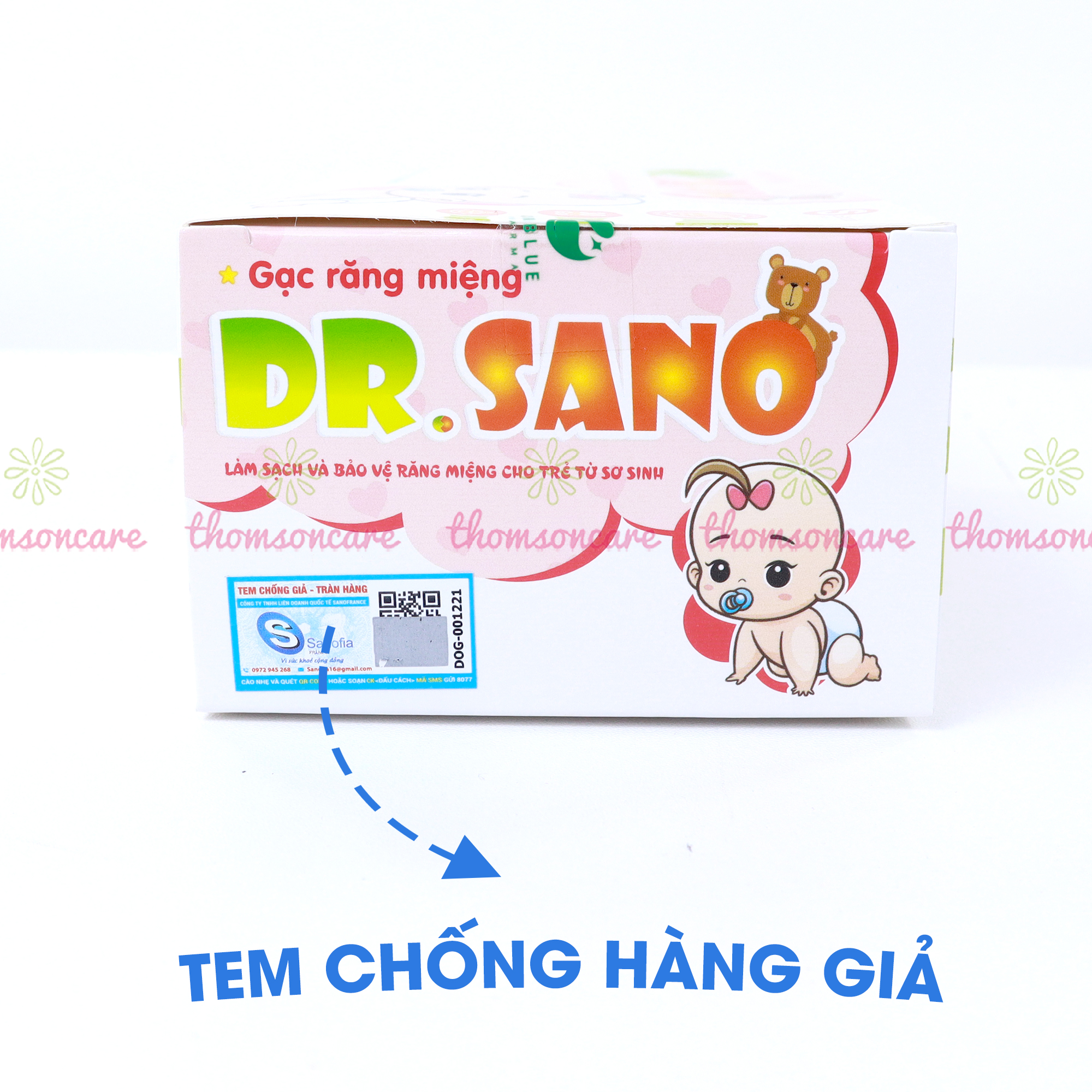 Gạc rơ lưỡi cho bé Dr Sano Hộp 30 gói - khăn lau răng, rơ miệng, tưa lưỡi cho trẻ từ sơ sinh Drsano, vệ sinh ăn dặm, mọc răng - Thomsoncare