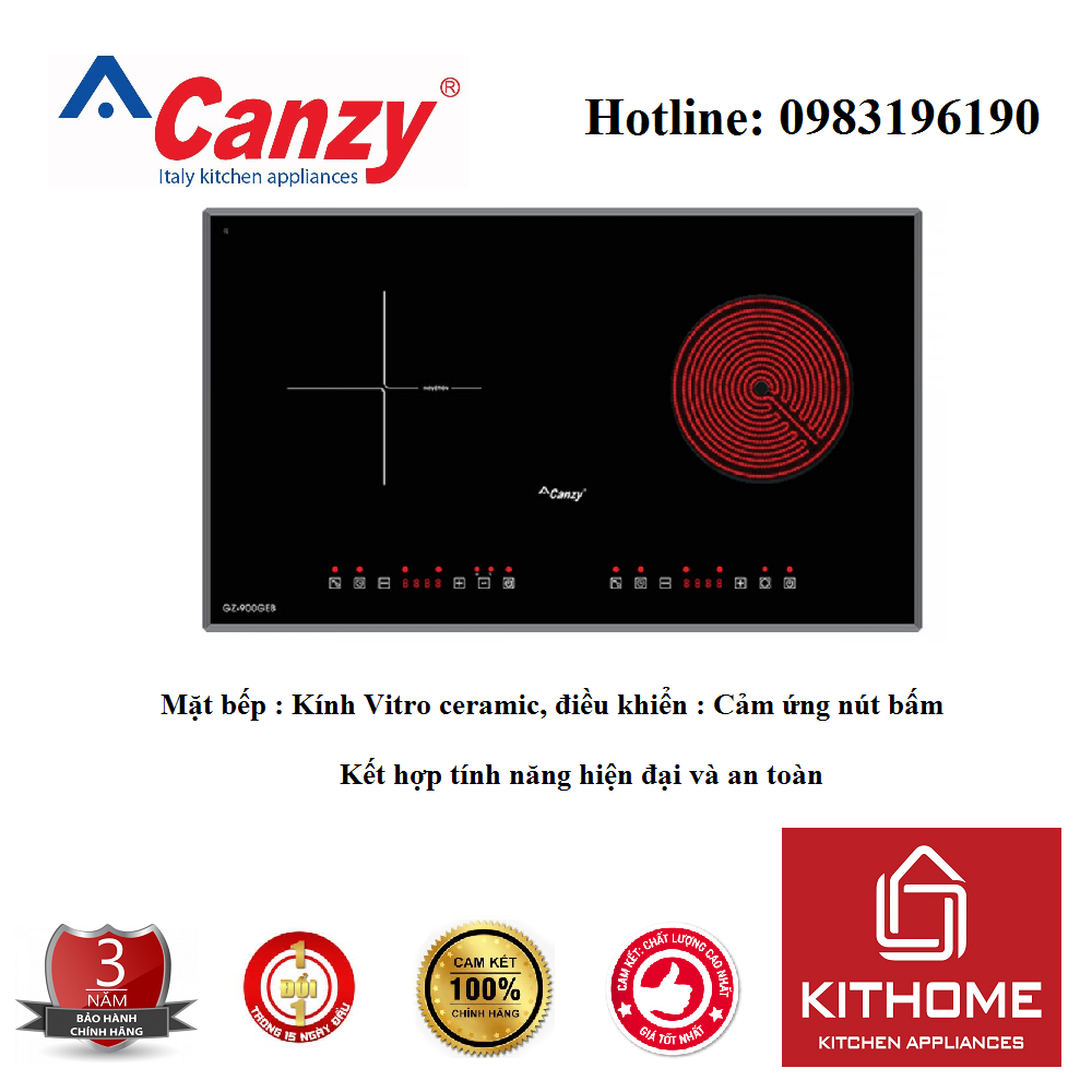 Combo Bếp Điện Từ CANZY CZ 900GEB + Attomat Cao Cấp - Hàng Hàng Chính Hãng