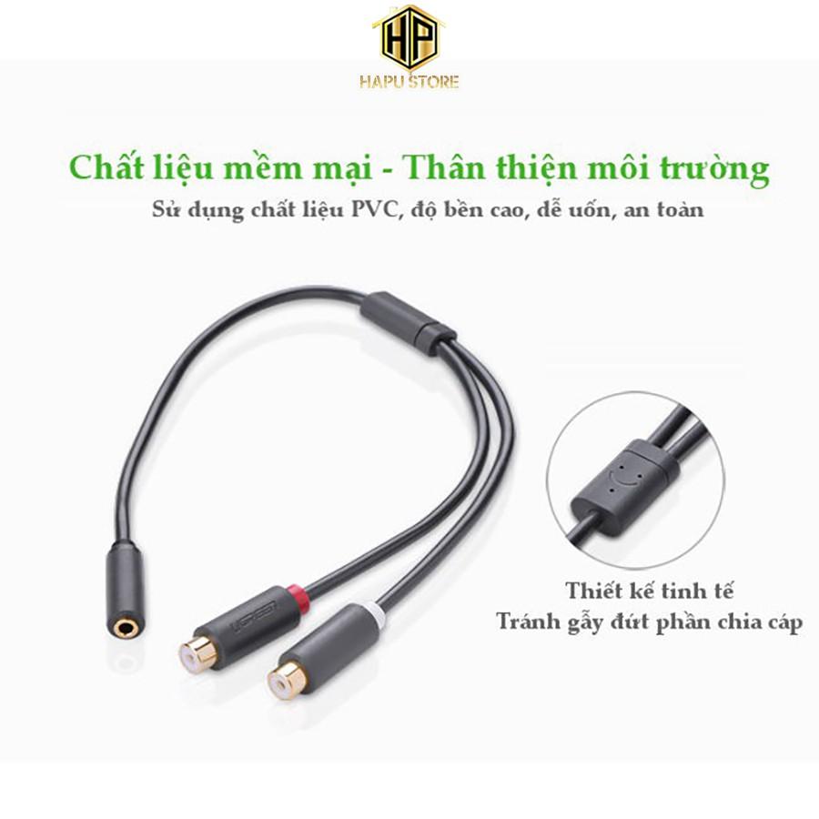 Cáp chuyển đổi 3.5mm sang 2 đầu RCA Ugreen 10562 chính hãng - Hàng Chính Hãng