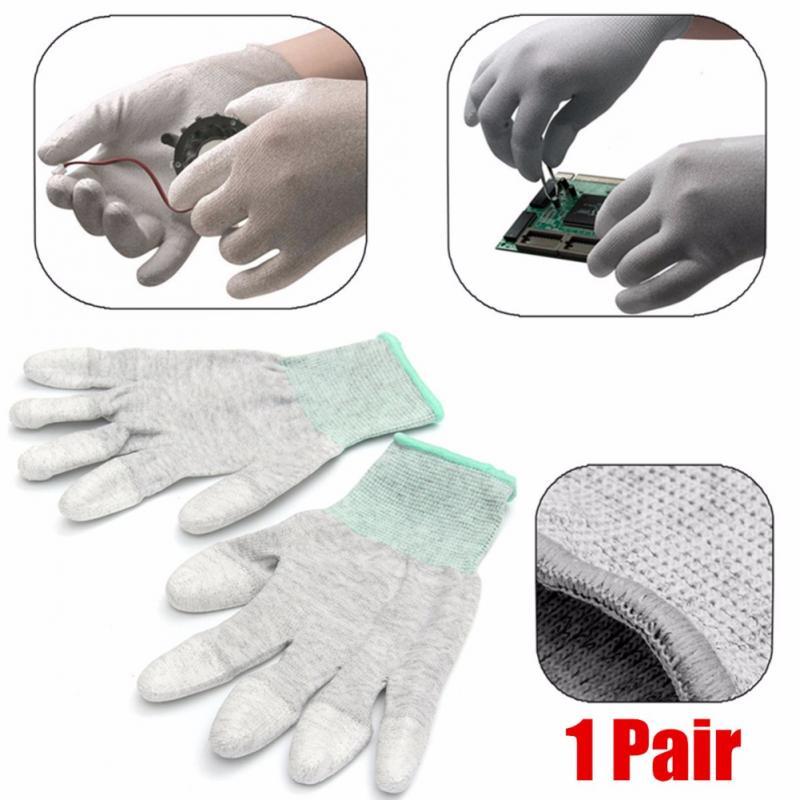 Găng Tay Sợi Carbon Chống Tĩnh Điện Nhúng Ngón Tay Chống Trượt Chống Mài Mòn Bảo Hộ Lao Động Công Việc Điện Tử Găng Tay Công Nghiệp