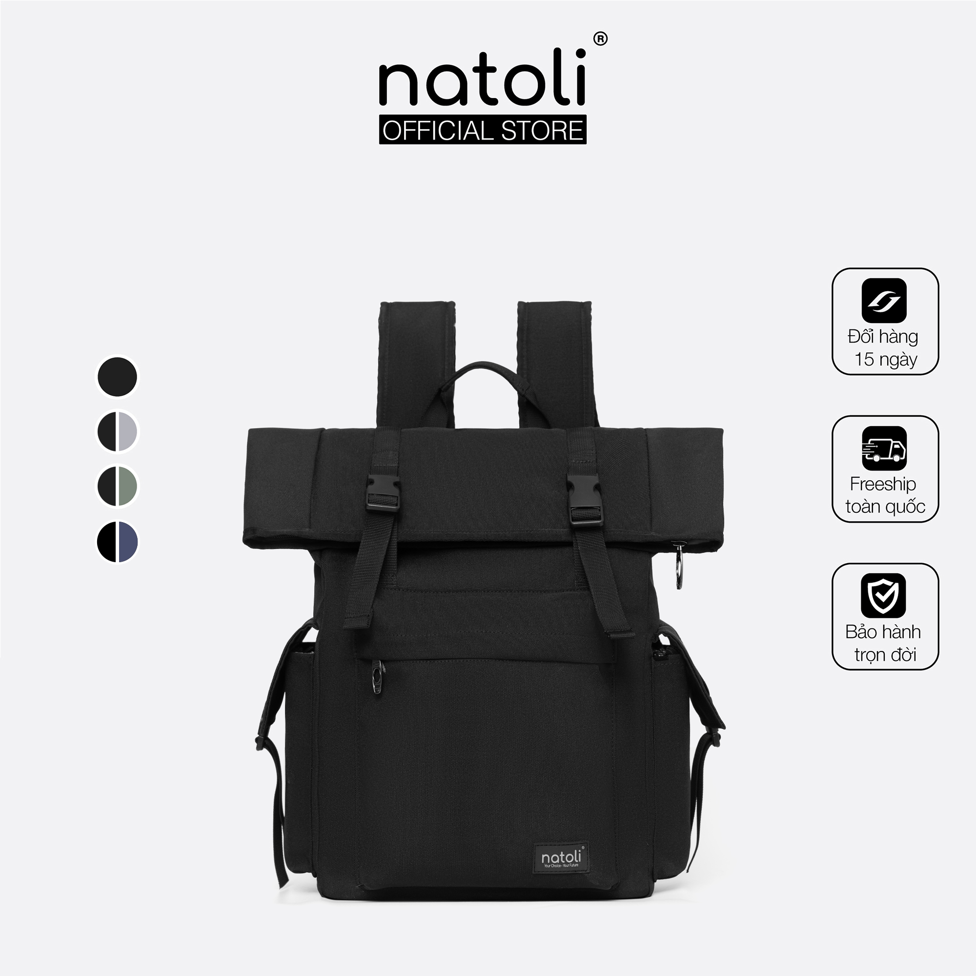 Balo Thời trang Thương Hiệu NATOLI BST FOLD BACKPACK B10 chất vải canvas kháng nước cao cấp