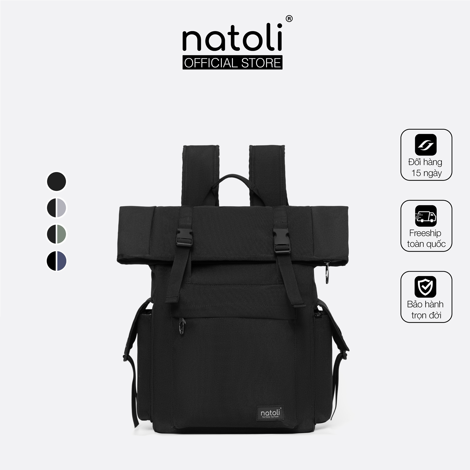 Hình ảnh Balo Thời trang Thương Hiệu NATOLI BST FOLD BACKPACK chất vải canvas kháng nước cao cấp