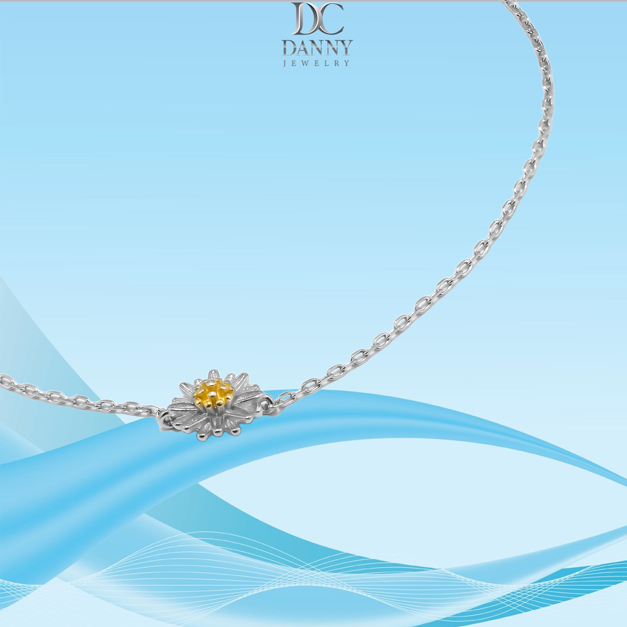 Lắc Tay Danny Jewelry Bạc 925 Xi Rhodium Hoạ Tiết Hoa Cúc Hoạ Mi LACY429