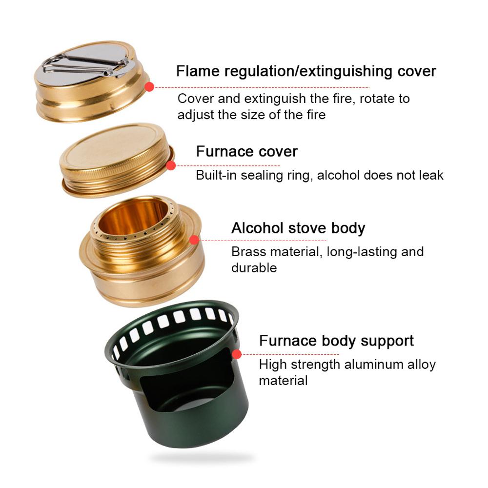 Aluminum Alloy Camping Alcohol Stoves Portable Picnic BBQ Furnace Windproof Alcohol Stoves Outdoor Cooking Furnace Household Tea Stoves