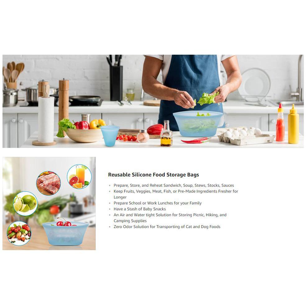 Bộ 8 túi đựng thực phẩm 8 Pack Reusable Zip Lock BPA Free - Home and Garden