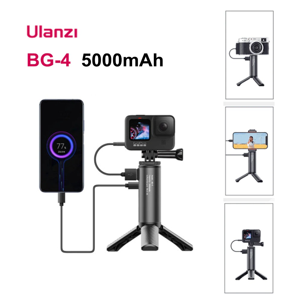 Ulanzi BG-4 / Ulanzi BG-3 Tripod Tích Hợp Pin Sạc Dự Phòng 5000mAh Cho Điện Thoại, Gopro, Máy Ảnh DSLR - Hàng Chính Hãng