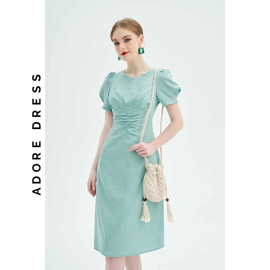 Đầm Midi dresses casual style giả đũi trơn cam nghệ và xanh mint 311DR2036  ADORE DRESS