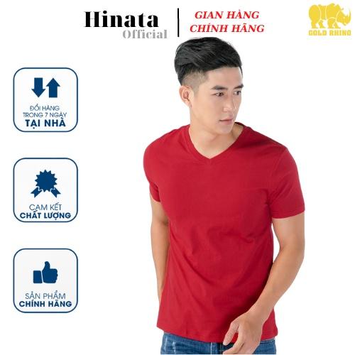 Áo Thun Nam Trơn Cổ Tim Thoáng Mát Tay Ngắn Màu Đỏ Tươi