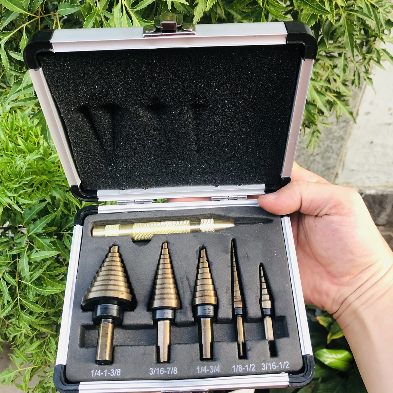 Bộ 5 mũi khoan bước tháp + cây lấy dấu