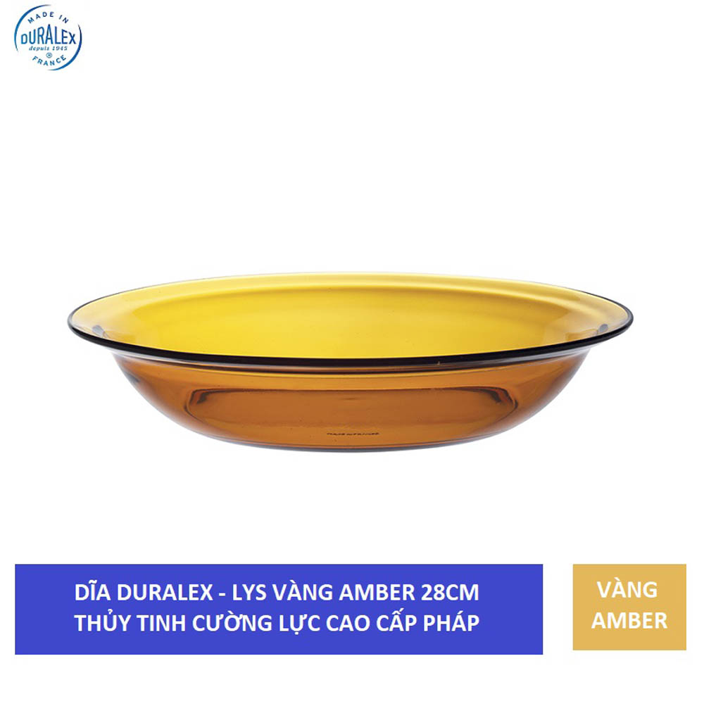 Dĩa thủy tinh D3018D Duralex - Lys vàng Amber - 28cm Thủy tinh cường lực cao cấp Pháp