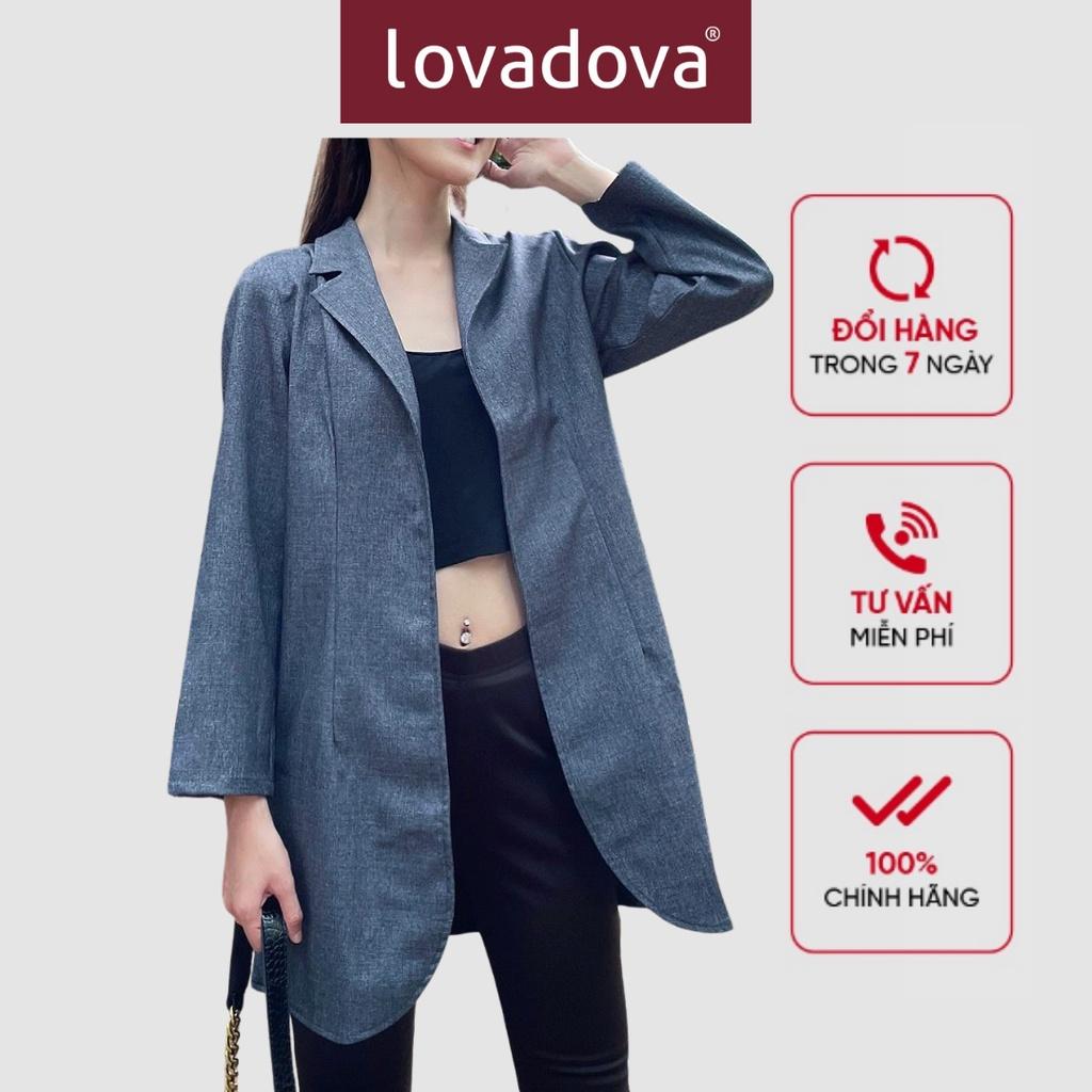 Áo Khoác Nữa, Dài Tay, Cách Điệu Giả Vest, Màu Xám - Lovadova 21O02C001