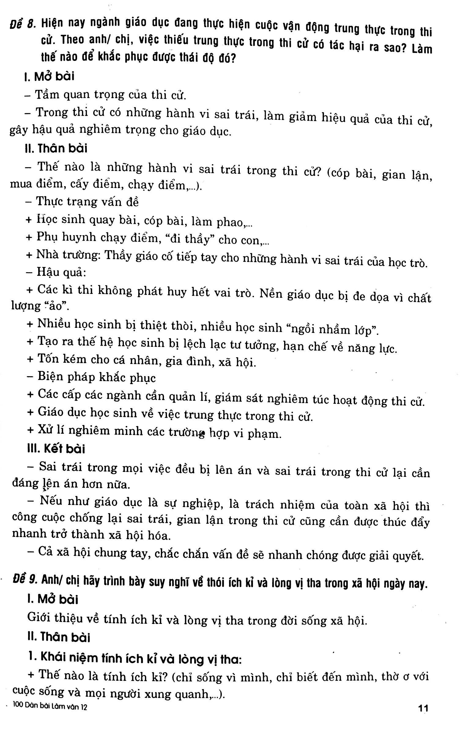 100 Dàn Bài Chi Tiết Làm Văn Lớp 12