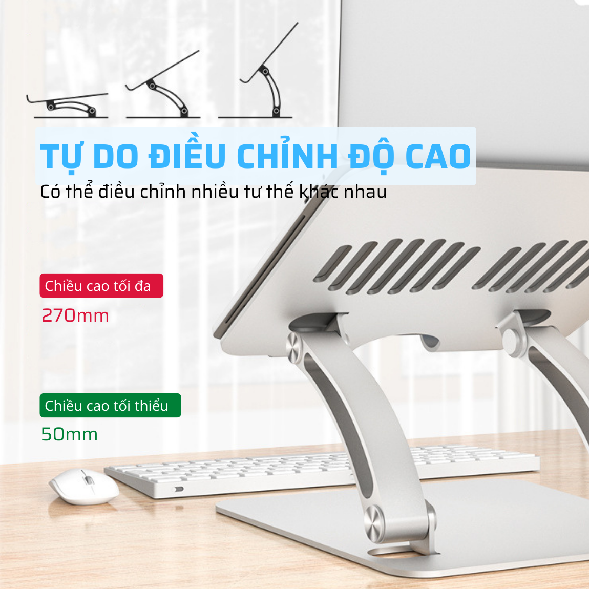 Giá Đỡ Máy Tính, Laptop Máy Tính Bảng Chất Liệu Hợp Kim Nhôm Cao Cấp Hỗ Trợ Tản Nhiệt Chống Mỏi Cổ, Vai, Gáy. Hàng Chính Hãng Tamayoko