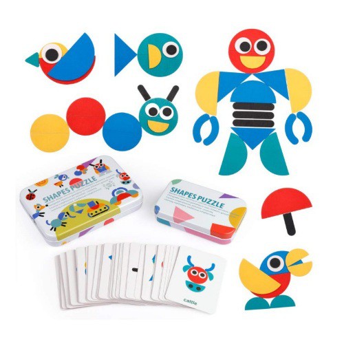 Ghép hình Tư duy Tangram gỗ theo thẻ